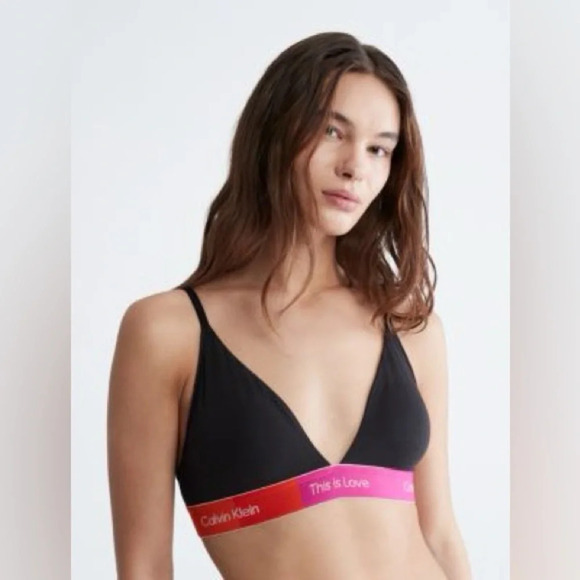 Calvin Klein Pride This Is Love Colorblock Lightly Lined Triangle Bralette XS - Picture 1 of 10